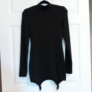 NWOT black long sleeve garter dress